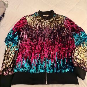 Sequin Ombre Bomber Jacket - Multi Color
